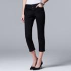 Petite Simply Vera Vera Wang Cuffed Capri Jeans, Women's, Size: 14 Petite, Black