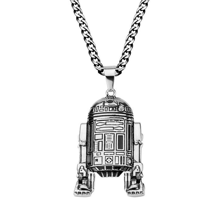 Star Wars Stainless Steel R2-d2 Pendant Necklace - Men, Size: 22, Grey