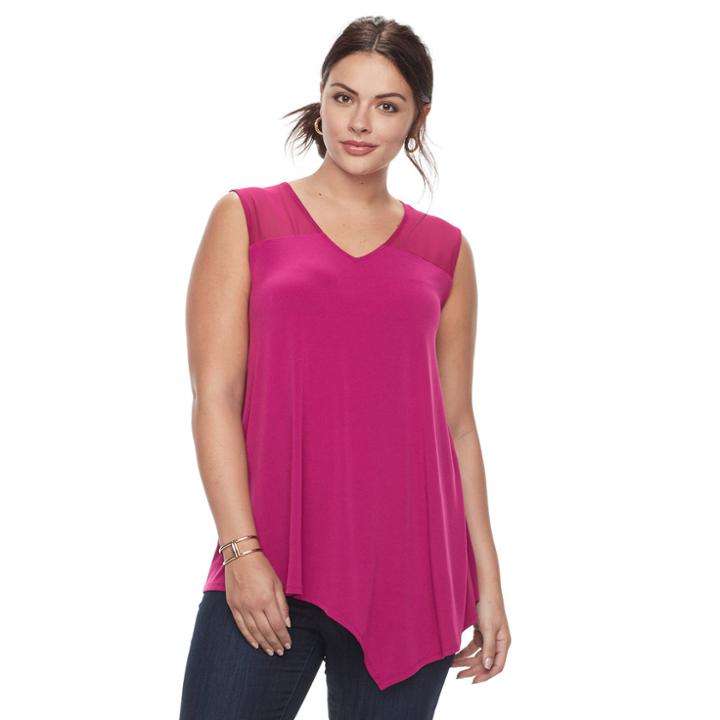 Plus Size Dana Buchman Asymmetrical Tank Top, Women's, Size: 1xl, Pink