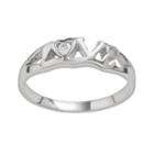 Rhodium-plated Sterling Silver Cubic Zirconia Love Ring, Adult Unisex, Size: 10, Grey