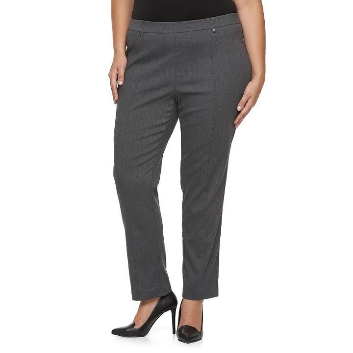 Plus Size Napa Valley Slimming Solution Straight-leg Dress Pants, Women's, Size: 24 W, Grey
