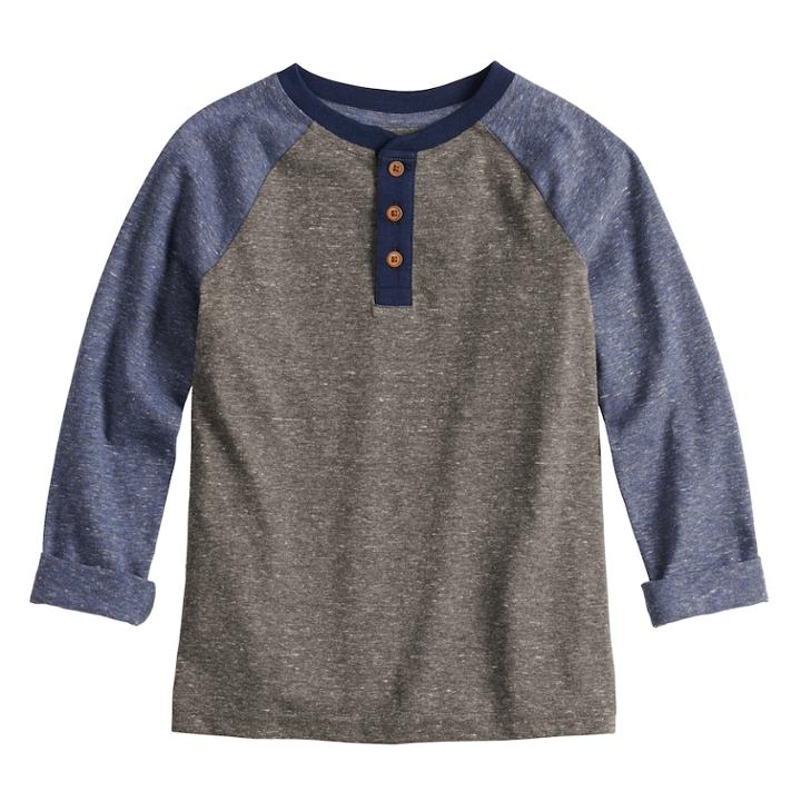 Boys 4-12 Sonoma Goods For Life&trade; Roll Tab Raglan Henley Top, Size: 10, Dark Grey