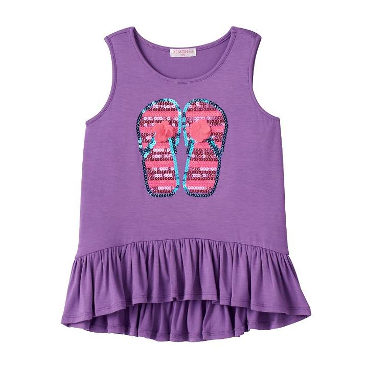 Girls 4-6x Design 365 High-low Ruffle Sequin Tank, Girl's, Size: 6x, Purple Oth