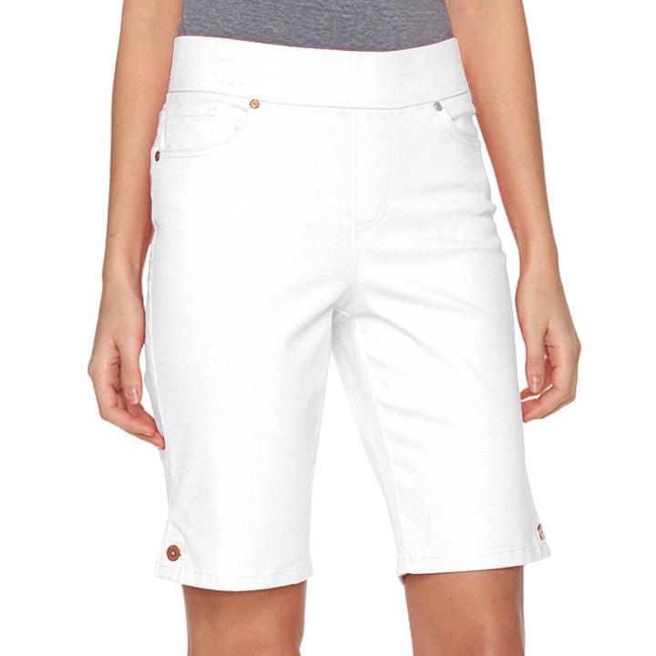 Women's Gloria Vanderbilt Avery Pull-on Bermuda Shorts, Size: 12, Lt Orange
