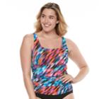 Plus Size Trimshaper Debbie Tummy Slimmer Ruched One-piece Swimsuit, Women's, Size: 22 W, Multi
