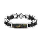 Two Tone Stainless Steel Camouflage Bracelet - Men, Size: 8.5, Multicolor