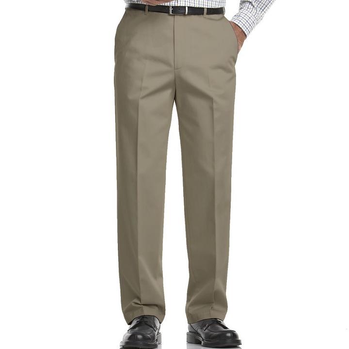 Big & Tall Haggar&reg; Work To Weekend&reg; Classic-fit Flat-front Expandable Waist Pants, Men's, Size: 46x32, Med Green