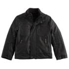 Boys 4-7 Urban Republic Faux Leather Moto Midweight Jacket, Size: 7, Black