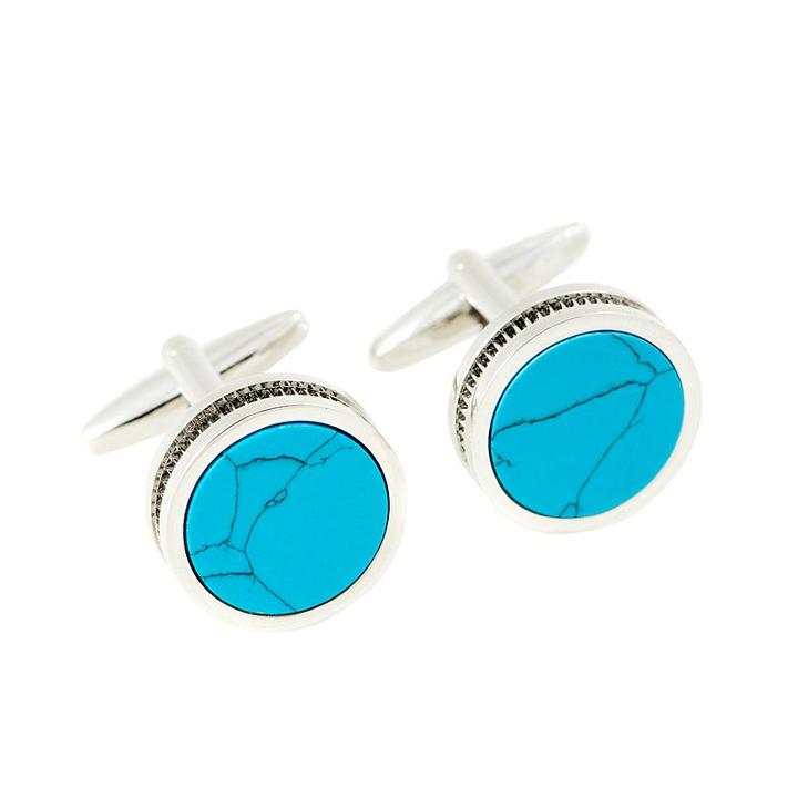 Bey Berk Turquoise Round Cufflinks, Men's, Turq/aqua