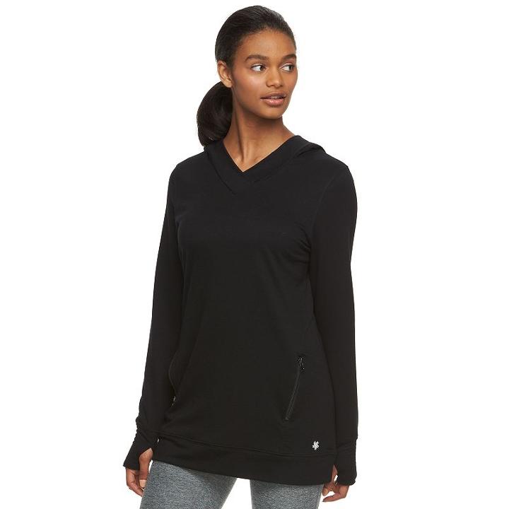 Women's Tek Gear&reg; French Terry Tunic Hoodie, Size: Small, Black