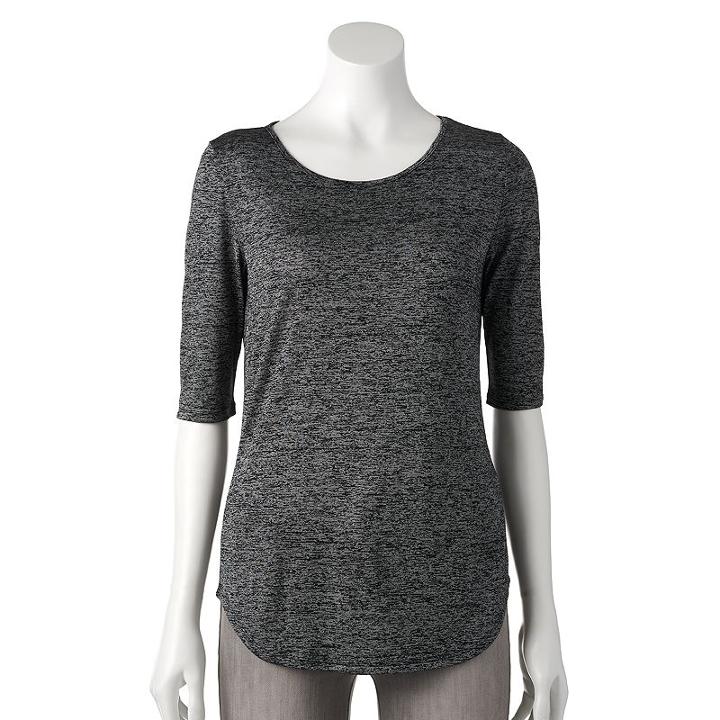 Women's Apt. 9&reg; Essential Marled Scoopneck Tee, Size: Xs, Black
