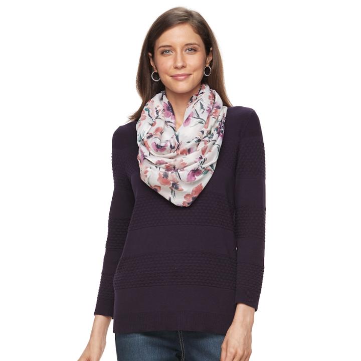 Women's Croft & Barrow&reg; Textured Sweater & Scarf, Size: Xl, Drk Purple
