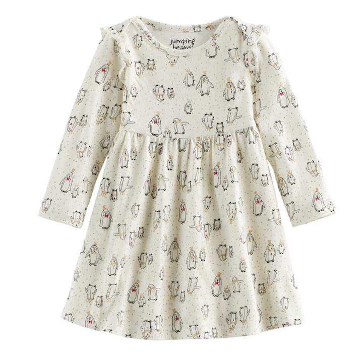Jumping Beans&reg; Baby Girl Printed Babydoll Dress, Size: 6 Months, White