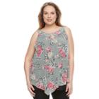 Plus Size Ab Studio Floral Popover Top, Women's, Size: 2xl, Ovrfl Oth