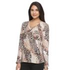 Women's Dana Buchman Lace-up Crepe Blouse, Size: Xl, Med Beige