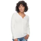 Juniors' So&reg; Waffle-knit Top, Teens, Size: Small, White Oth