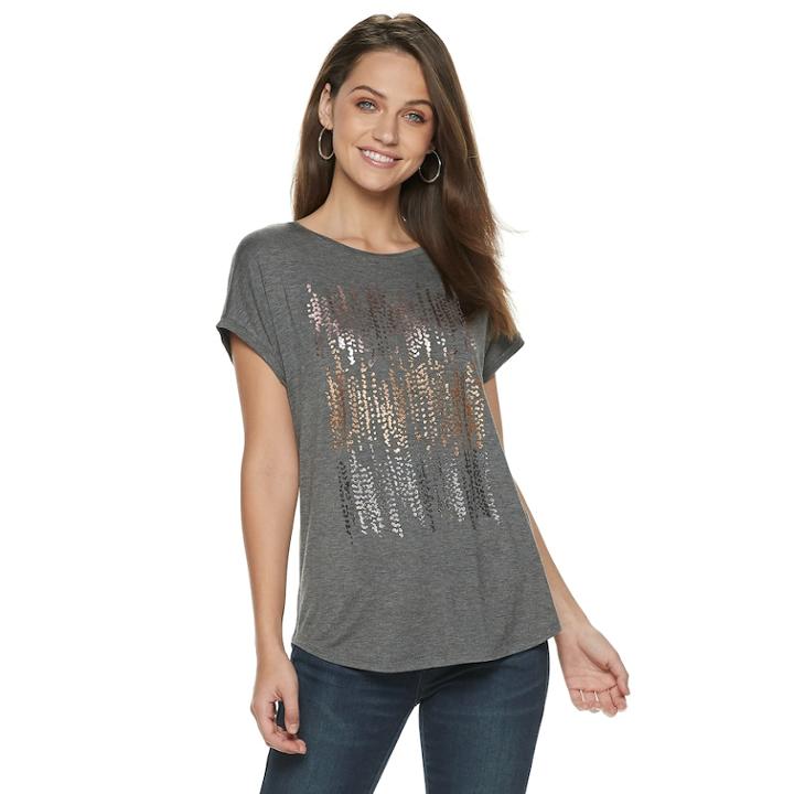 Women's Apt. 9&reg; Embellished Tee, Size: Large, Med Grey