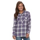 Women's Croft & Barrow&reg; Plaid Flannel Shirt, Size: Xxl, Drk Purple