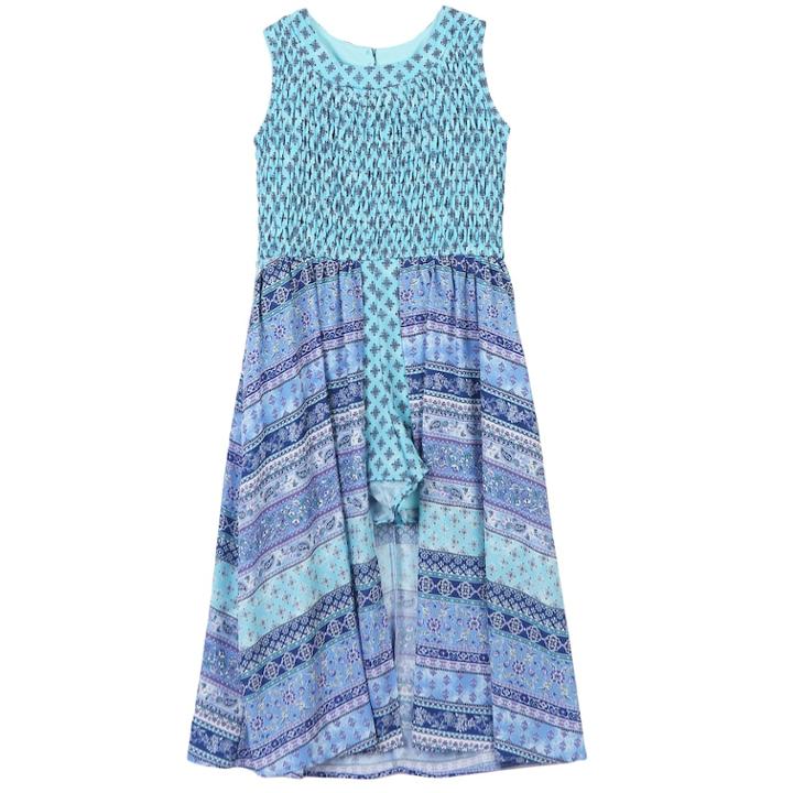 Girls 7-16 Speechless Smocked Patterned Maxi Romper, Size: 10, Turquoise/blue (turq/aqua)