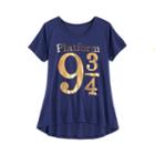 Girls 7-16 Harry Potter Platform 9 3/4 Foil Graphic Tee, Size: Medium, Blue (navy)