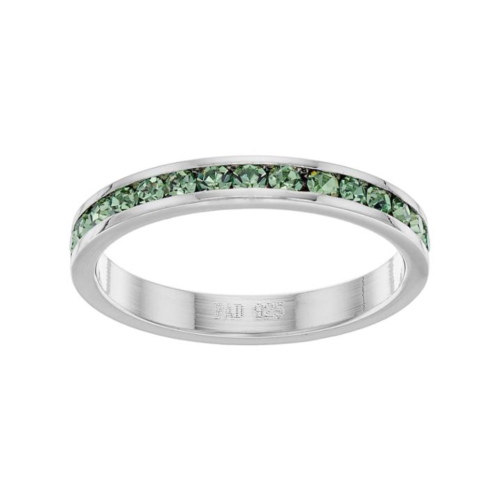 Traditions Sterling Silver Crystal Birthstone Eternity Ring, Women's, Size: 7, Green