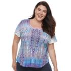 Plus Size World Unity Printed Top, Women's, Size: 1xl, Purple