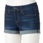Juniors' So&reg; Rolled Denim Shortie Shorts, Girl's, Size: 13, Dark Blue