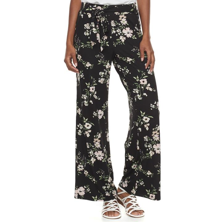 Women's Studio 253 Printed Soft Wide-leg Pants, Size: Large, Dark Pink