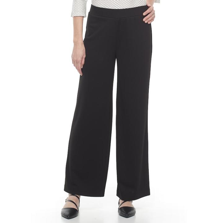 Women's Dana Buchman Jacquard Wide-leg Pants, Size: Medium, Black