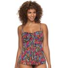 Women's A Shore Fit Tummy Slimmer Mesh Tankini Top, Size: 6, Ovrfl Oth
