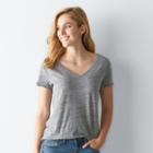 Women's Sonoma Goods For Life&trade; Essential Marled V-neck Tee, Size: Large, Grey (charcoal)