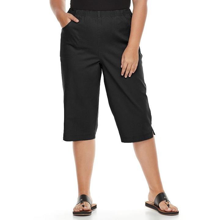 Plus Size Croft & Barrow&reg; Vented Skimmer Capris, Women's, Size: 2 - Regular, Black