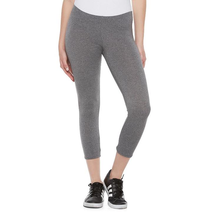 Juniors' So&reg; Lattice-trim Capri Leggings, Girl's, Size: Xs, Dark Grey
