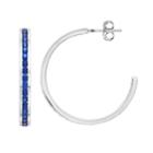 Traditions Sterling Silver Channel-set Lab-created Sapphire Birthstone Hoop Earrings, Women's, Blue