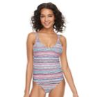 Striped One-piece Swimsuit, Teens, Size: Medium, Thats A Wrap