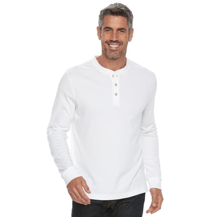 Men's Croft & Barrow&reg; Classic-fit Easy-care Henley, Size: Small, White