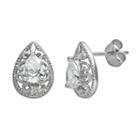 Sterling Silver Cubic Zirconia Teardrop Stud Earrings, Women's, White