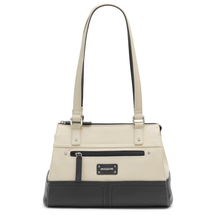 Stone & Co. Donna Colorblock Leather Satchel, White Oth