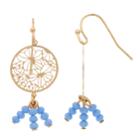 Lc Lauren Conrad Openwork Flower Nickel Free Drop Earrings, Women's, Blue
