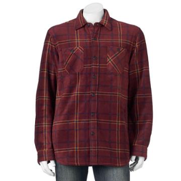 Men's Anchorage Expedition Plaid Sherpa Fleece Shirt Jacket, Size: Large, Red Other