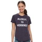Juniors' Modern Lux Allergic To Mornings Graphic Tee, Teens, Size: Xs, Blue Other