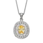 Sophie Miller Cubic Zirconia Sterling Silver Oval Pendant Necklace, Women's, Size: 18, Yellow
