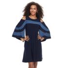 Women's Nina Leonard Oversized Sleeve Cold-shoulder Dress, Size: Small, Blue Other