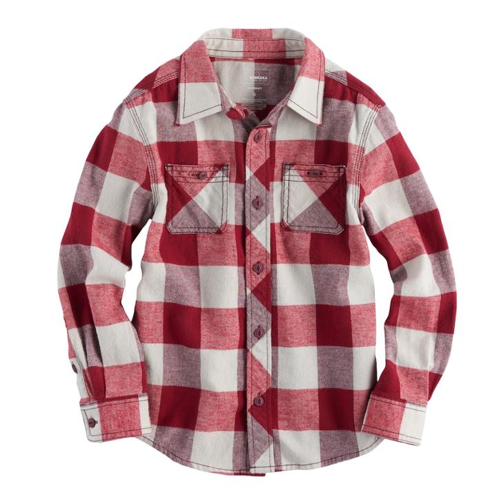 Boys 4-7x Sonoma Goods For Life&trade; Plaid Button-down Shirt, Size: 6, Med Red