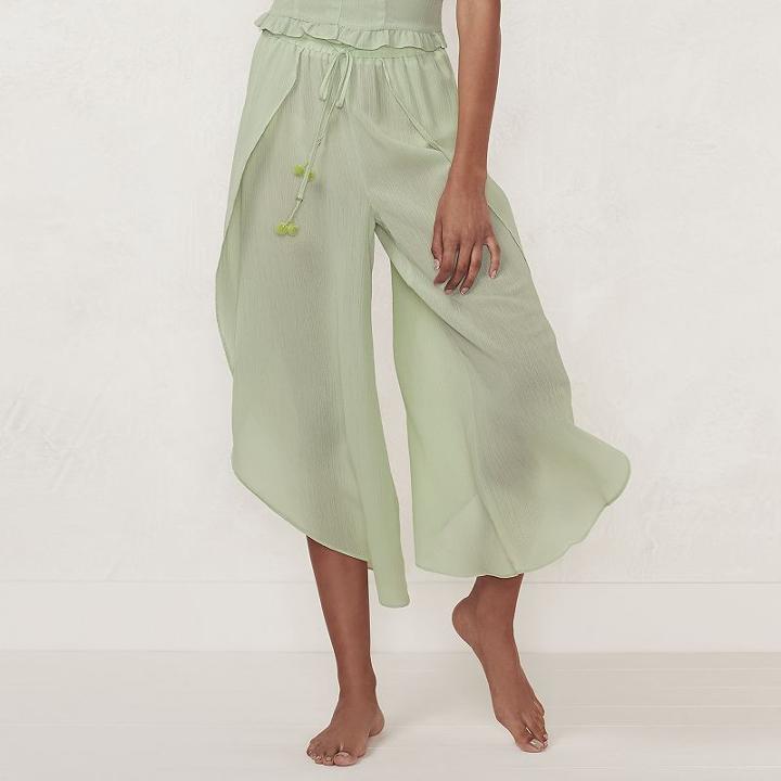 Women's Lc Lauren Conrad Beach Shop Envelope-hem Capri Pants, Size: Xxl, Brt Green