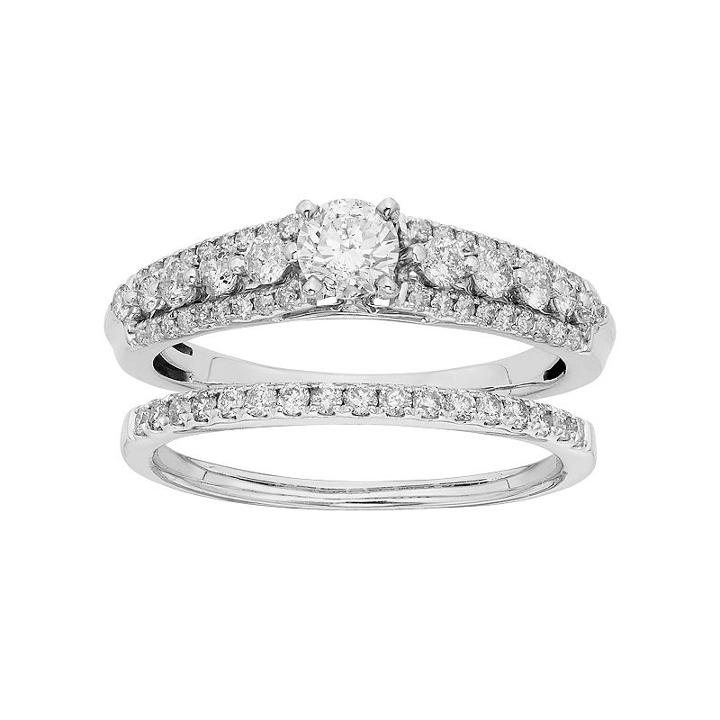 Igl Certified Diamond Engagement Ring Set In 14k White Gold (1 Carat T.w.), Women's, Size: 5