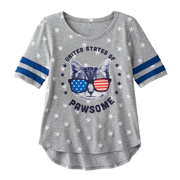 Girls 7-16 & Plus Size So&reg; Americana Varsity Stripe Graphic Tee, Girl's, Size: 10, Turquoise/blue (turq/aqua)