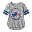 Girls 7-16 & Plus Size So&reg; Americana Varsity Stripe Graphic Tee, Girl's, Size: 10, Turquoise/blue (turq/aqua)