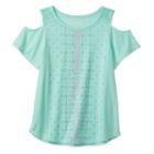 Girls 7-16 Mudd&reg; Crochet Lace Cold Shoulder Graphic Top, Girl's, Size: 10, Brt Green