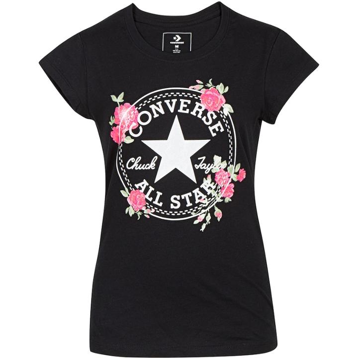 Girls 7-16 Converse Chuck Taylor All Star Rose Patch Graphic Tee, Size: Medium, Black